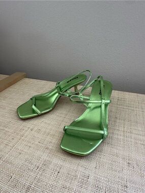 Abound Metallic Lime Green Strappy Slingback Heels